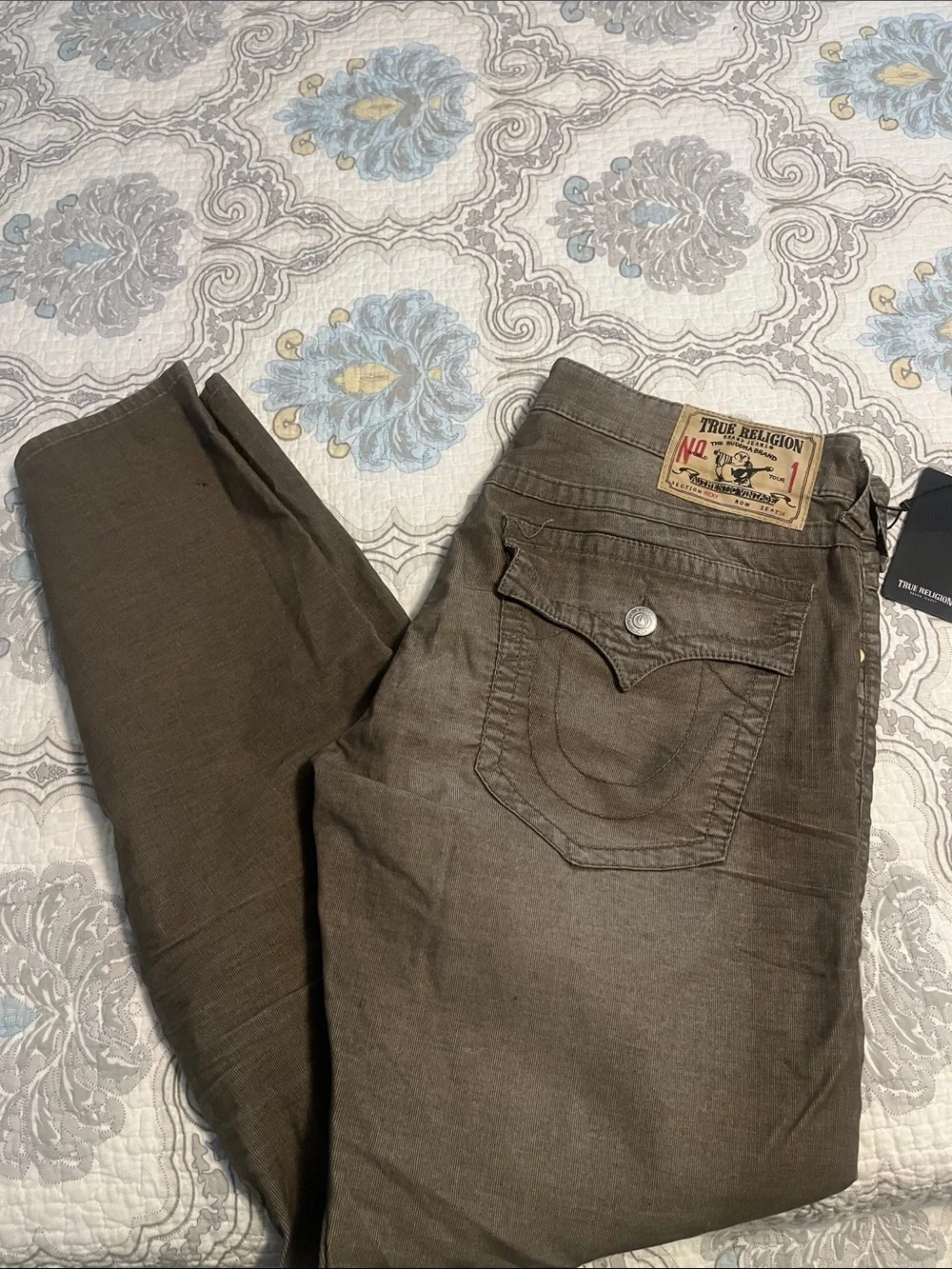 True Religion Men’s Olive Brown Slim Straight Jeans